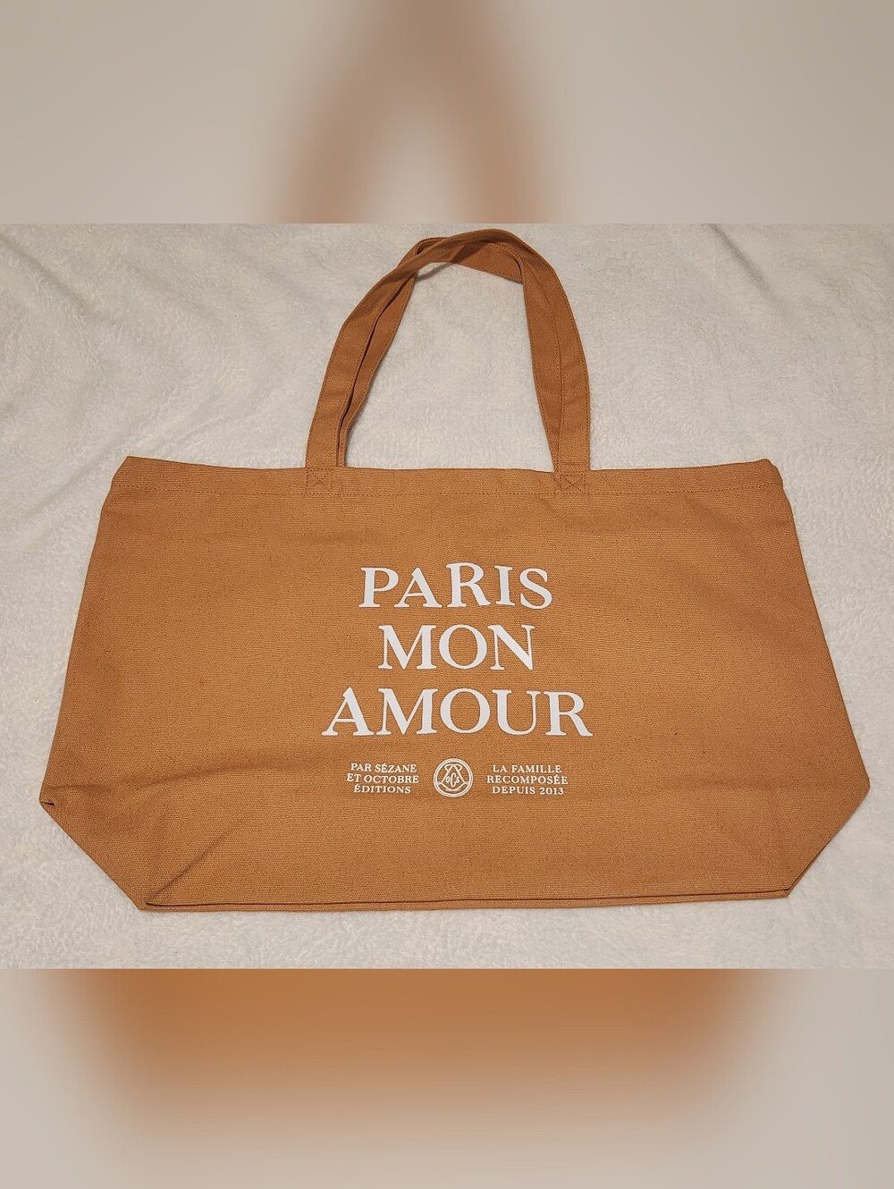 Sézane Paris Mon Amour Limited Edition Canvas Tote Bag - Mustard